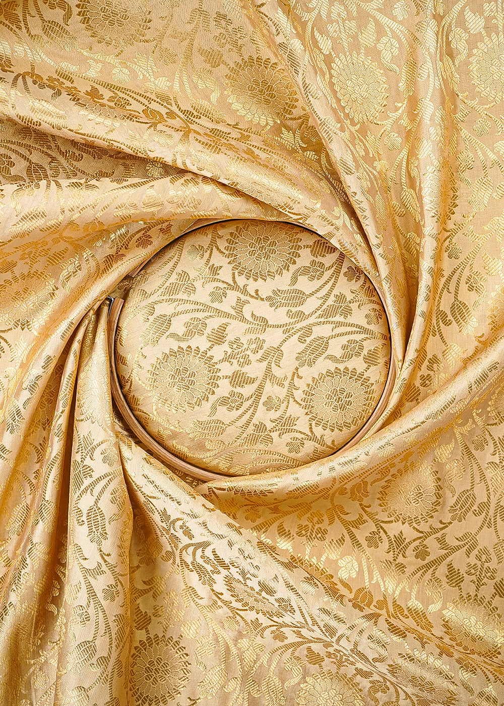 Goden Banarasi Brocade Fabric With All Over Golden Zari Handloom 26431