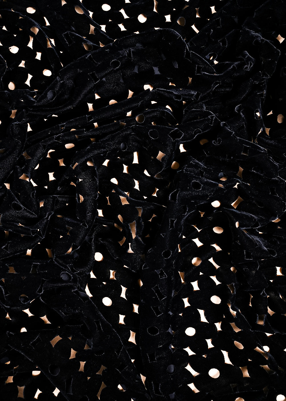 Black Velvet Fabric With All Over Cut Work 26437