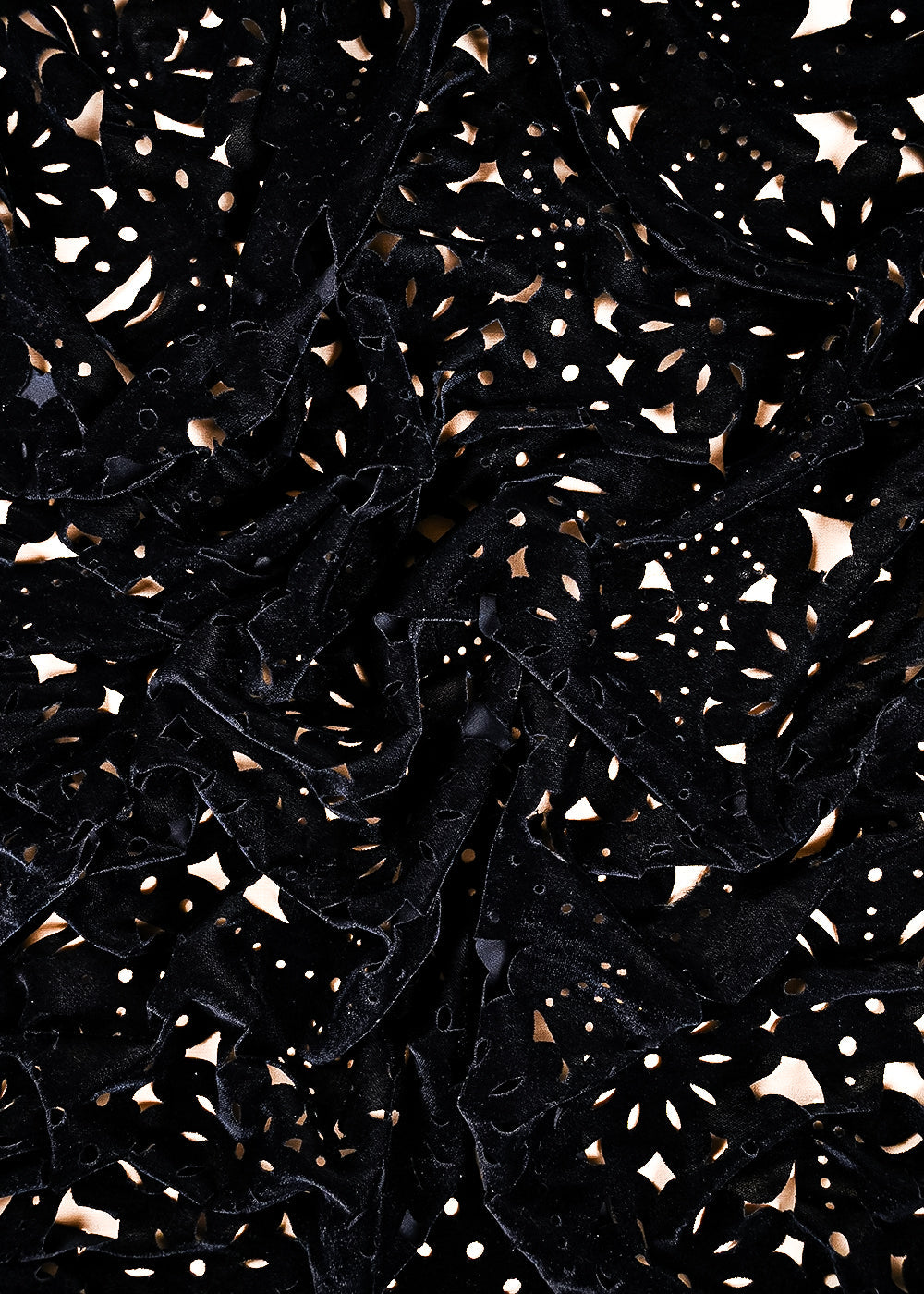 Black Velvet Fabric With All Over Cut Work 26438