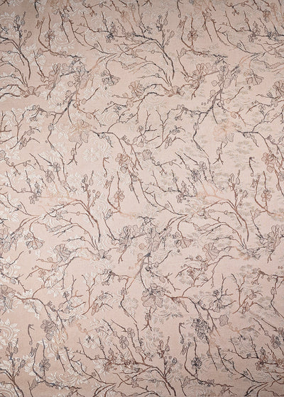 Peach Imported Lycra Fabric With All Over Thread And Foil Work 26440