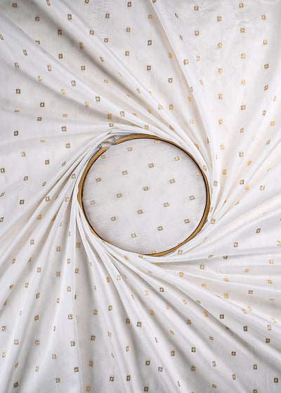 White Dyeable Chanderi Fabric With All Over Zari Handloom 26448