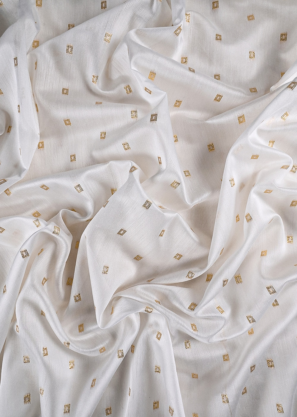 White Dyeable Chanderi Fabric With All Over Zari Handloom 26448