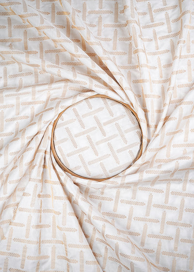 White Dyeable Silk Fabric With All Over Golden Zari Handloom 26453