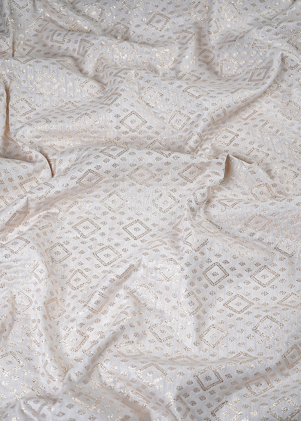 White Dyeable Chanderi Fabric With All Over Zari Handloom 26455