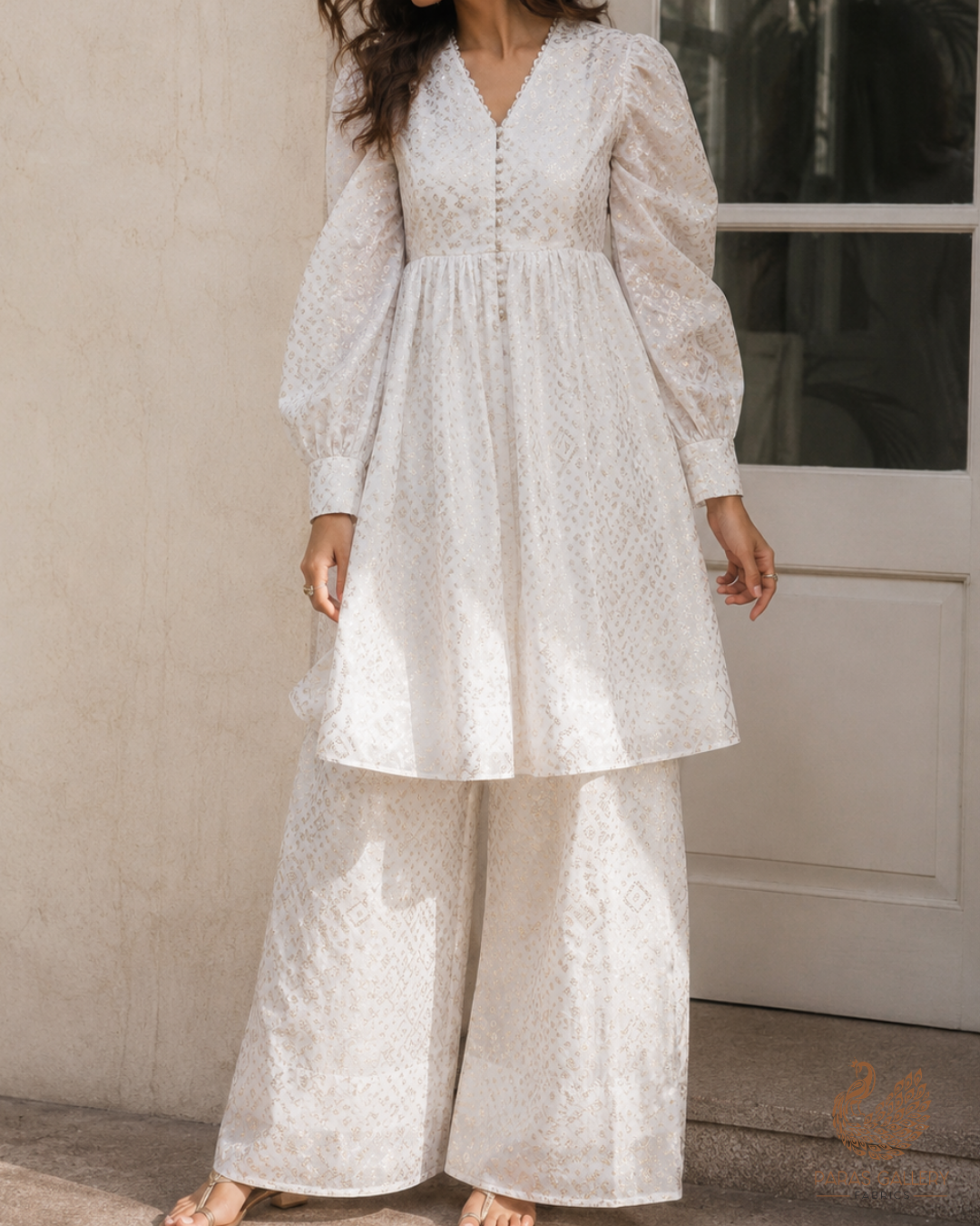 White Dyeable Chanderi Fabric With All Over Zari Handloom 26455