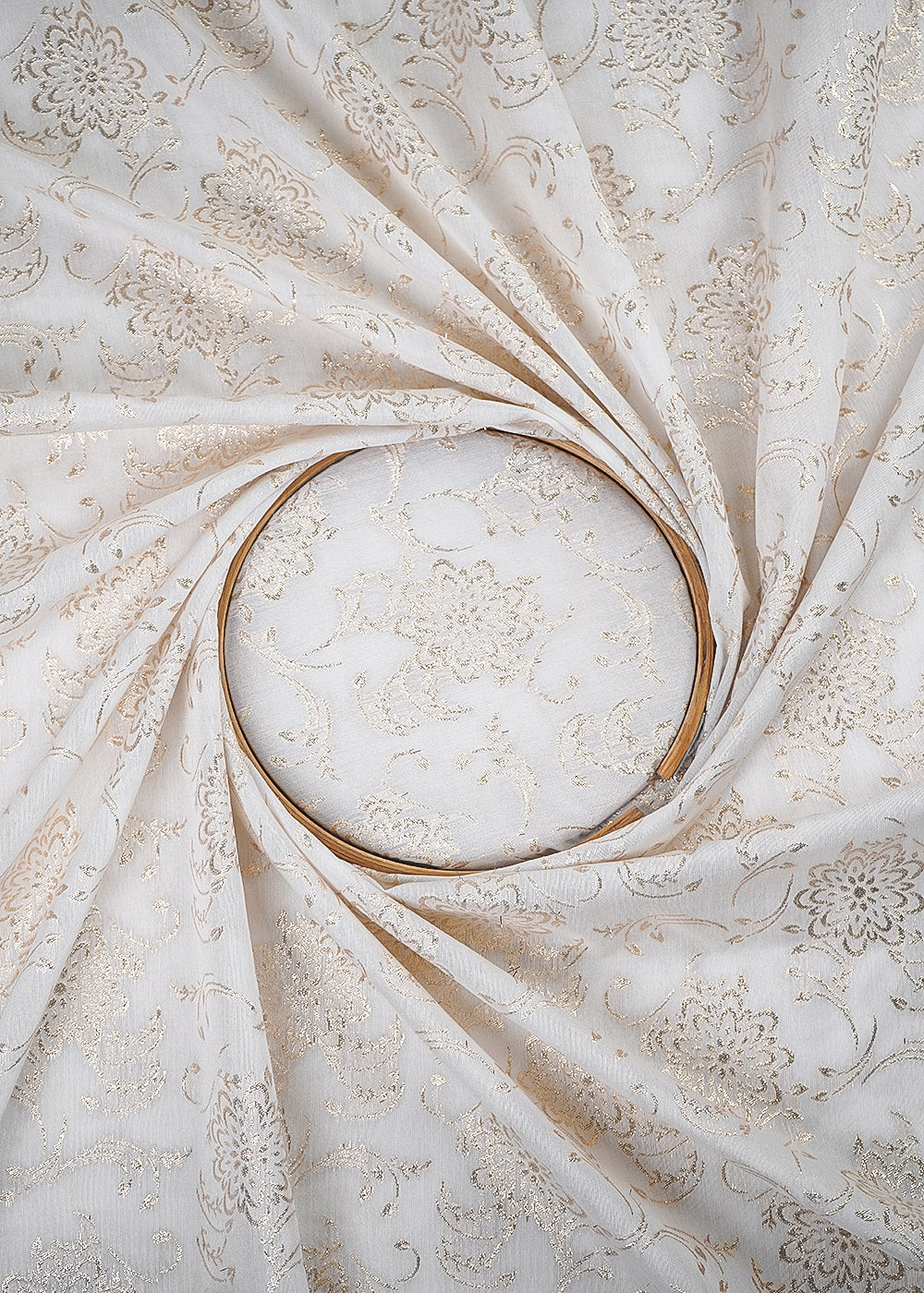 White Dyeable Chanderi Fabric With All Over Zari Handloom 26462