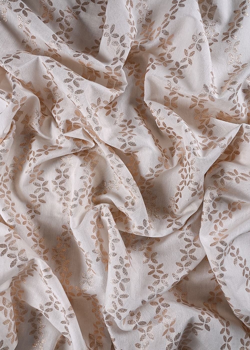 White Dyeable Chanderi Fabric With All Over Zari Handloom 26463