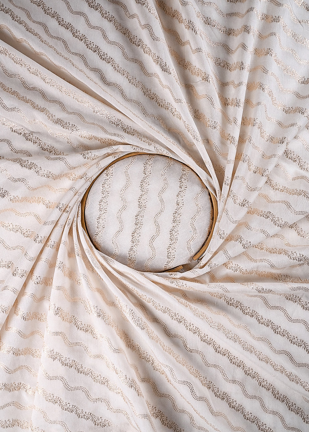 White Dyeable Chanderi Fabric With All Over Zari Handloom 26464
