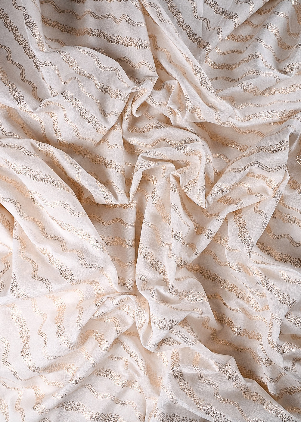 White Dyeable Chanderi Fabric With All Over Zari Handloom 26464