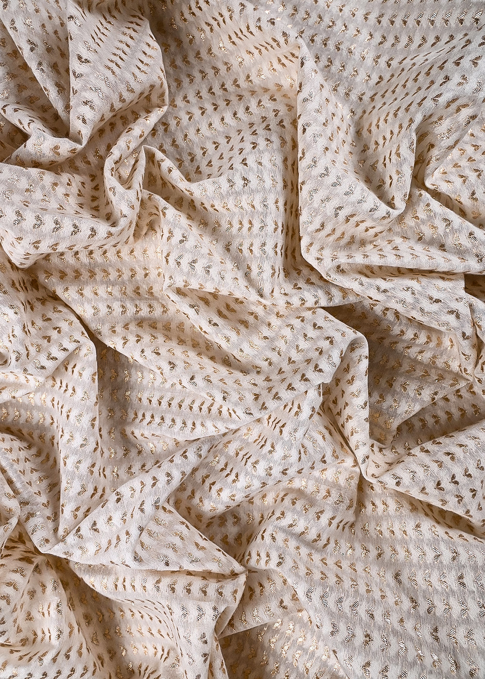 White Dyeable Chanderi Fabric With All Over Zari Handloom 26466