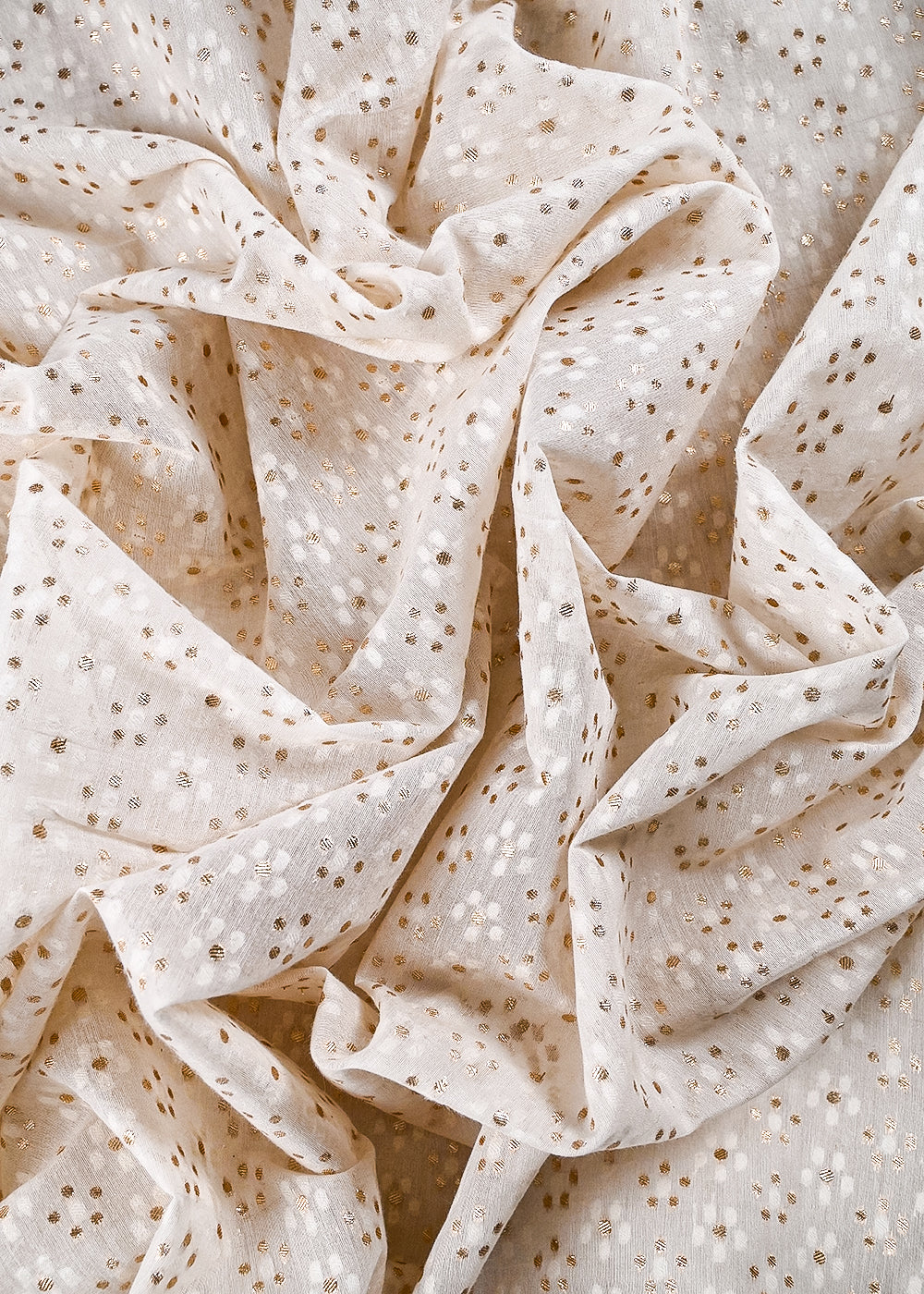 White Dyeable Chanderi Fabric With All Over Thread And Zari Handloom 26468
