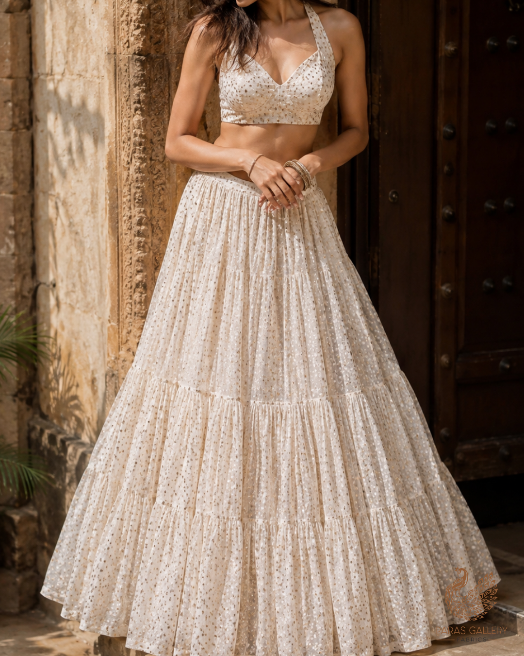 White Dyeable Chanderi Fabric With All Over Thread And Zari Handloom 26468