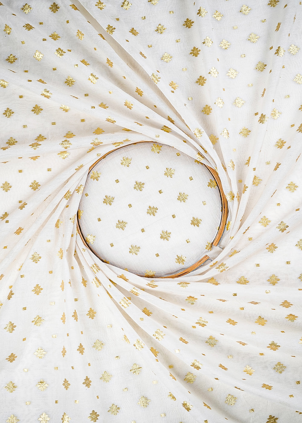 White Dyeable Chanderi Fabric With All Over Zari Handloom 26469