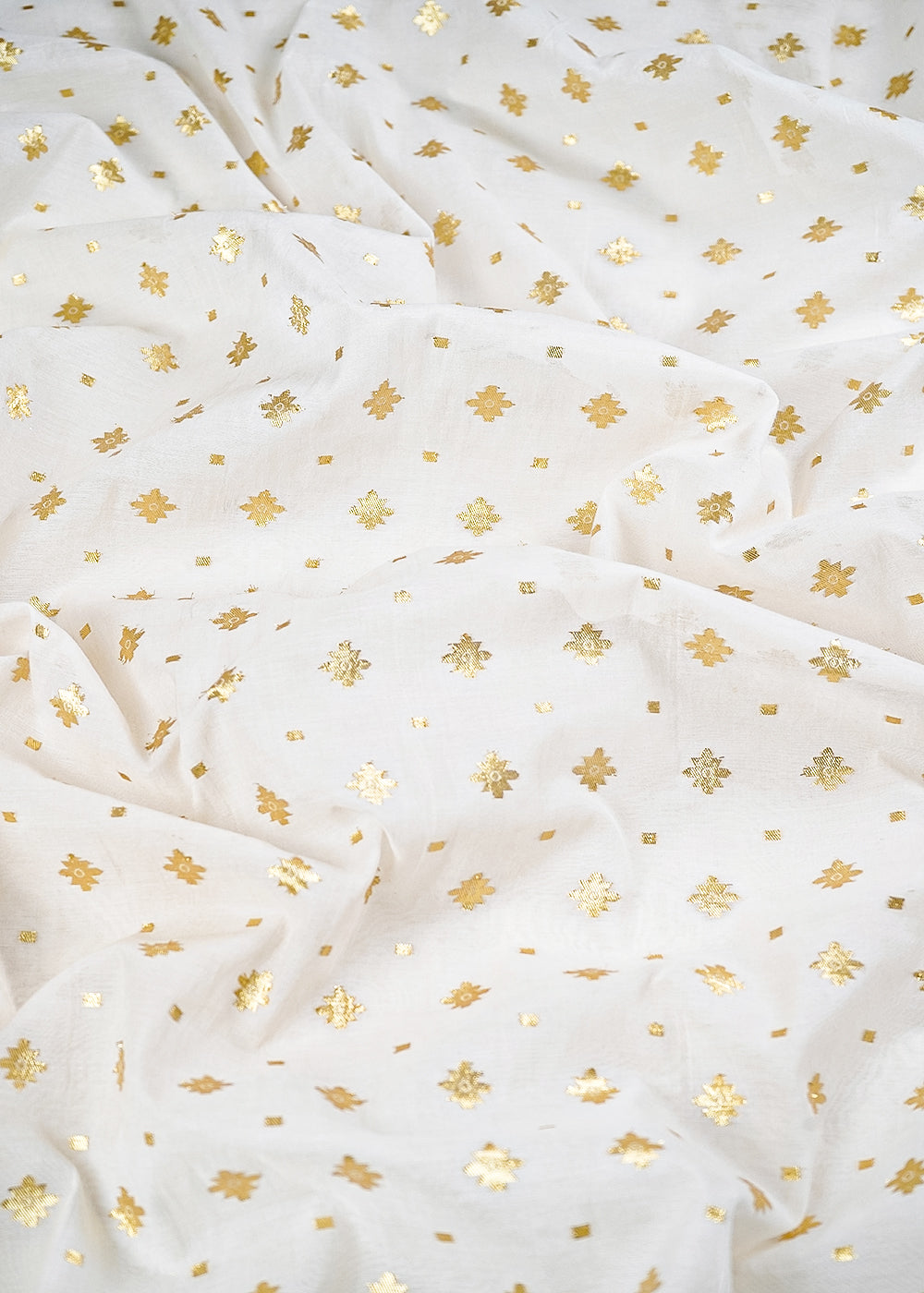 White Dyeable Chanderi Fabric With All Over Zari Handloom 26469