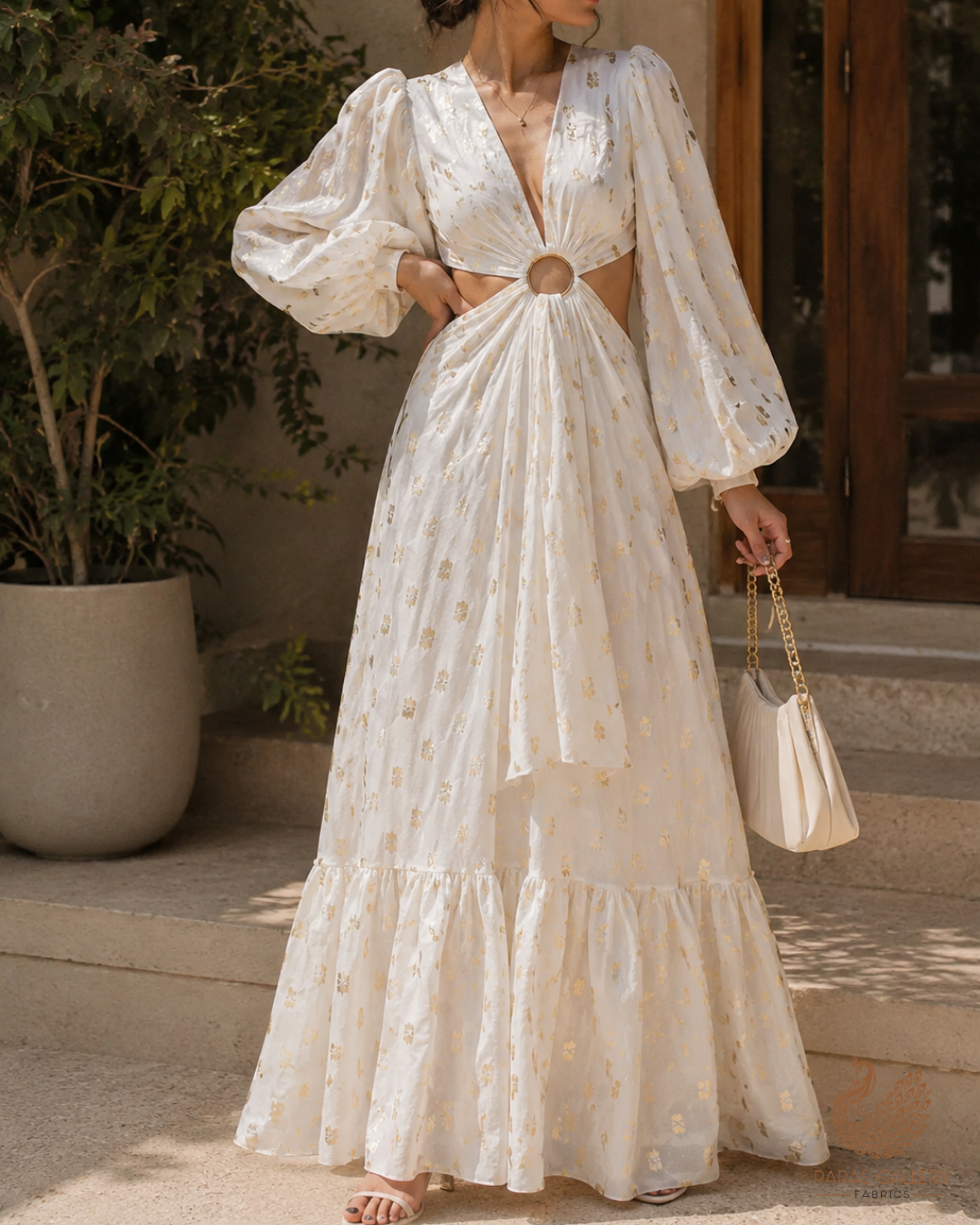 White Dyeable Chanderi Fabric With All Over Zari Handloom 26473