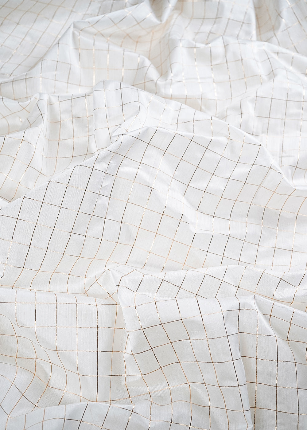 White Dyeable Chanderi Fabric With All Over Zari Handloom 26480