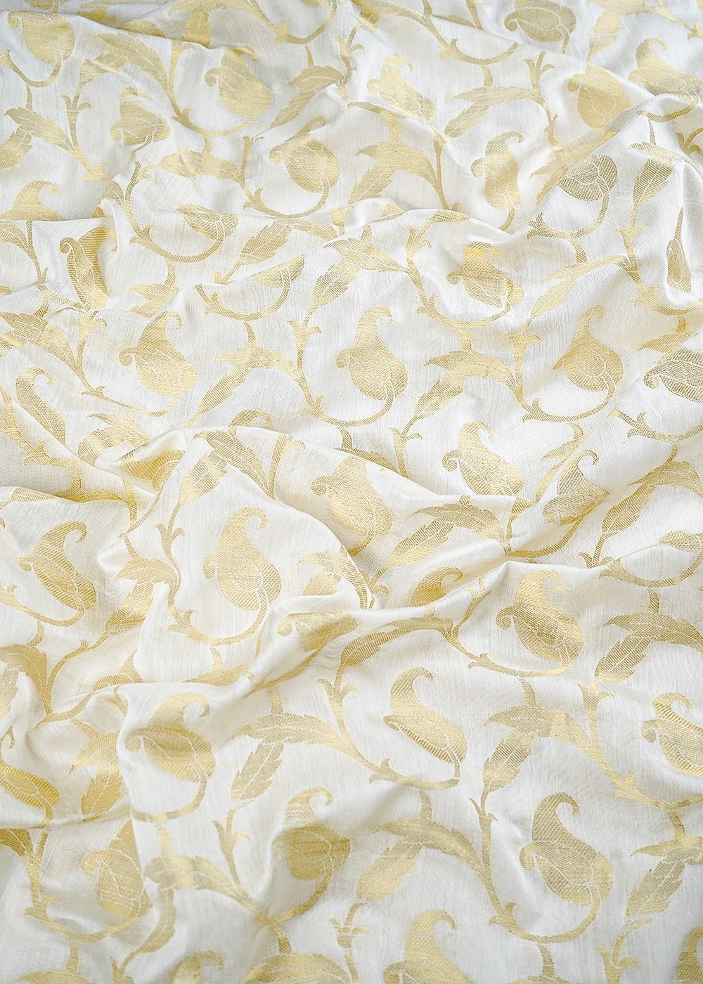 White Dyeable Chanderi Fabric With All Over Zari Handloom 26483