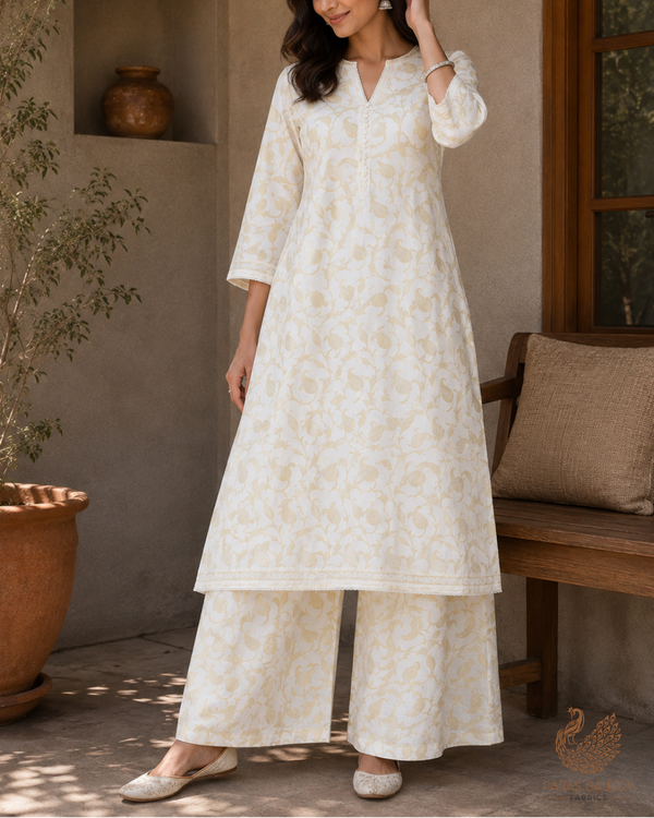White Dyeable Chanderi Fabric With All Over Zari Handloom 26483
