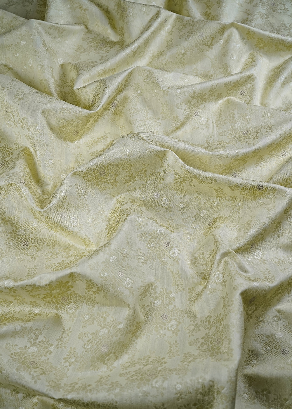 Pista Green Cotton Silk Fabric With All Over Thread And Zari Handloom 26485