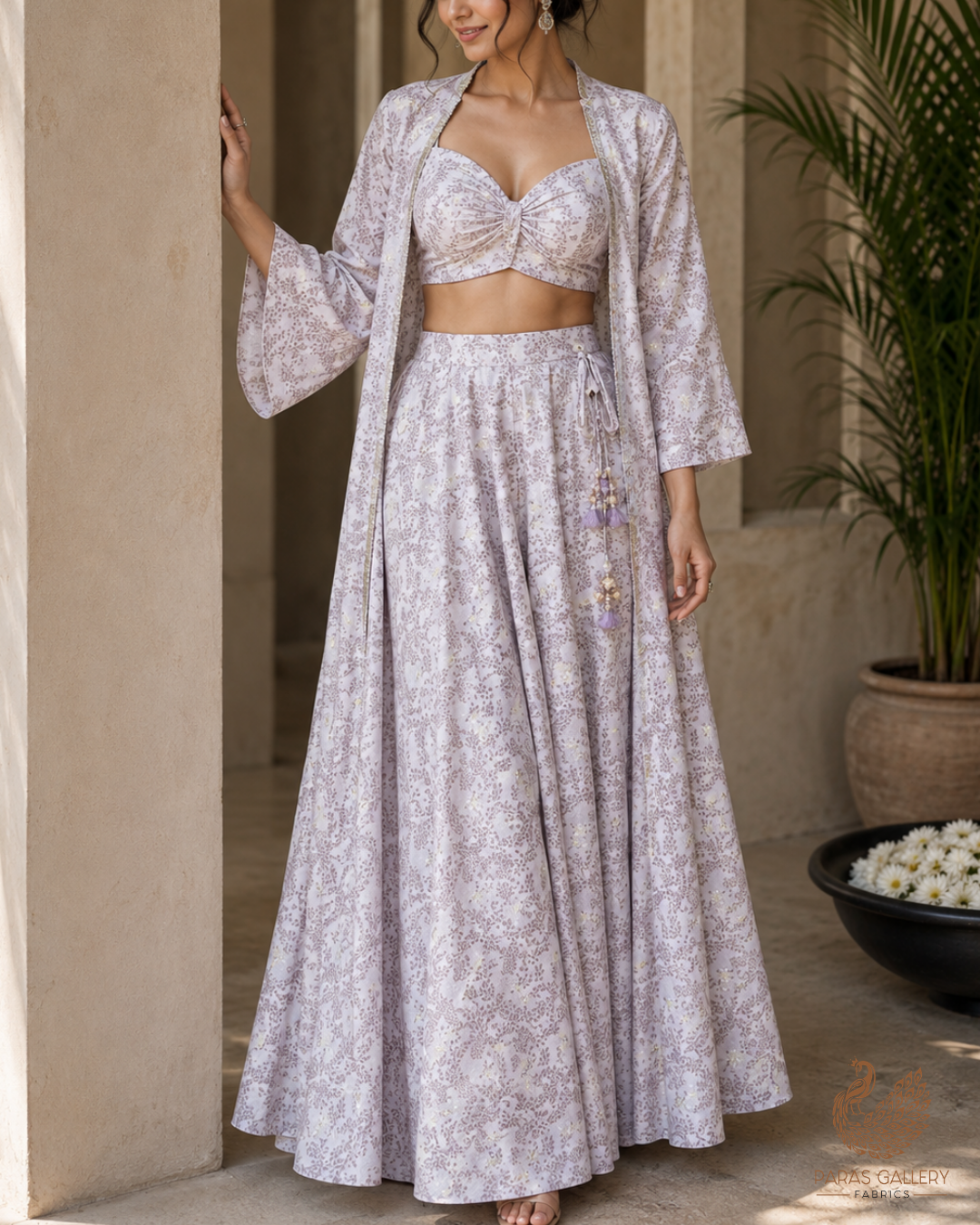 White Cotton Silk Fabric With All Over Mauve Thread And Zari Handloom 26488