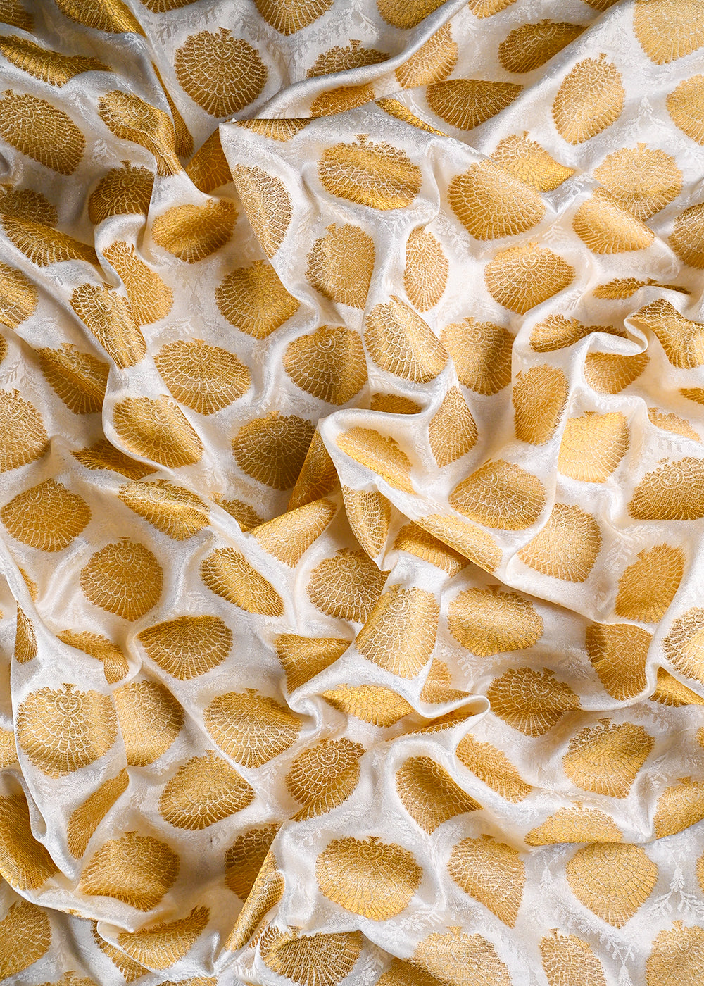 White Dyeable Silk Fabric With All Over Self And Zari Handloom 26489