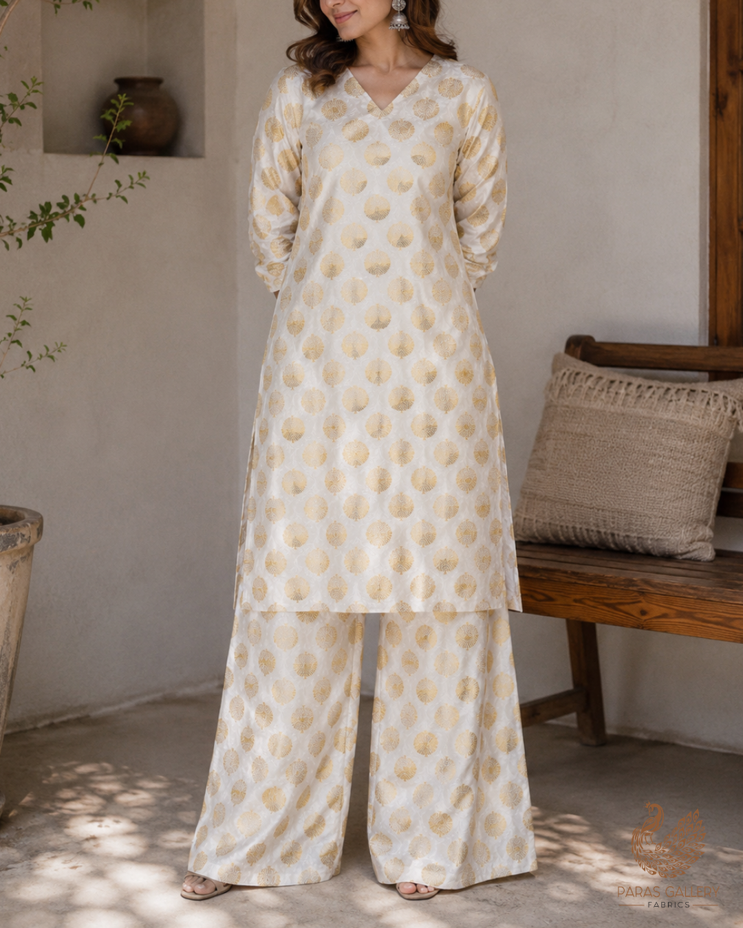 White Dyeable Silk Fabric With All Over Self And Zari Handloom 26489