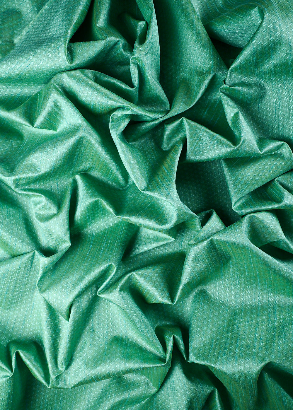 Aqua Blue Dupion Silk Fabric With All Over Self Work 26495
