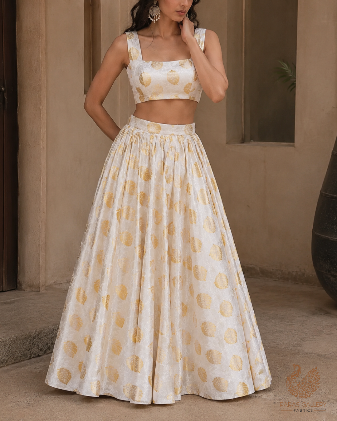 White Dyeable Silk Fabric With All Over Self And Zari Handloom 26502