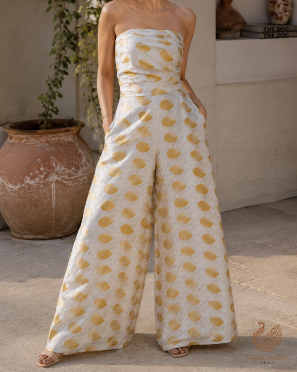 White Dyeable Silk Fabric With All Over Self And Zari Handloom 26502