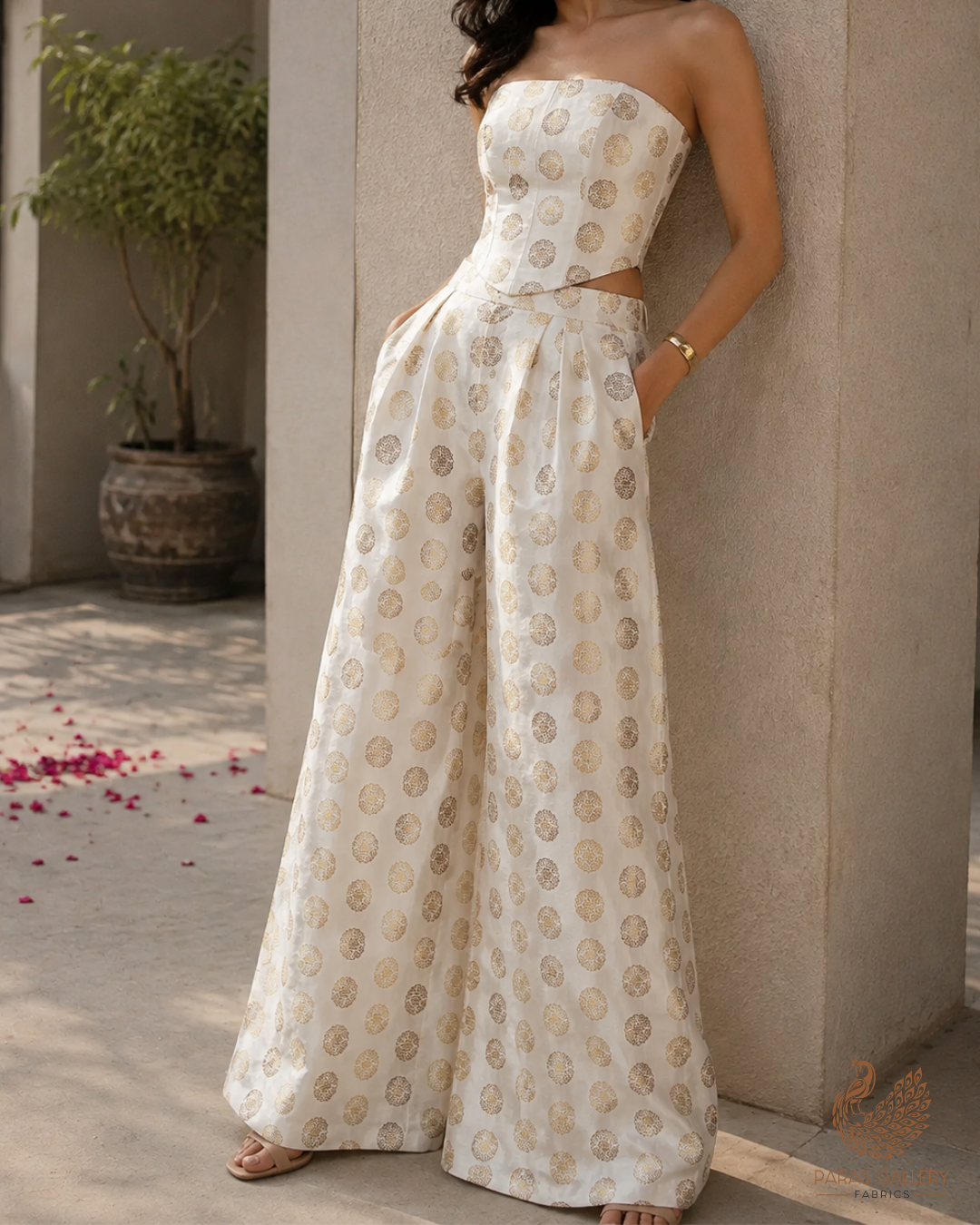 White Dyeable Dupion Silk Fabric With All Over Zari Handloom 26503
