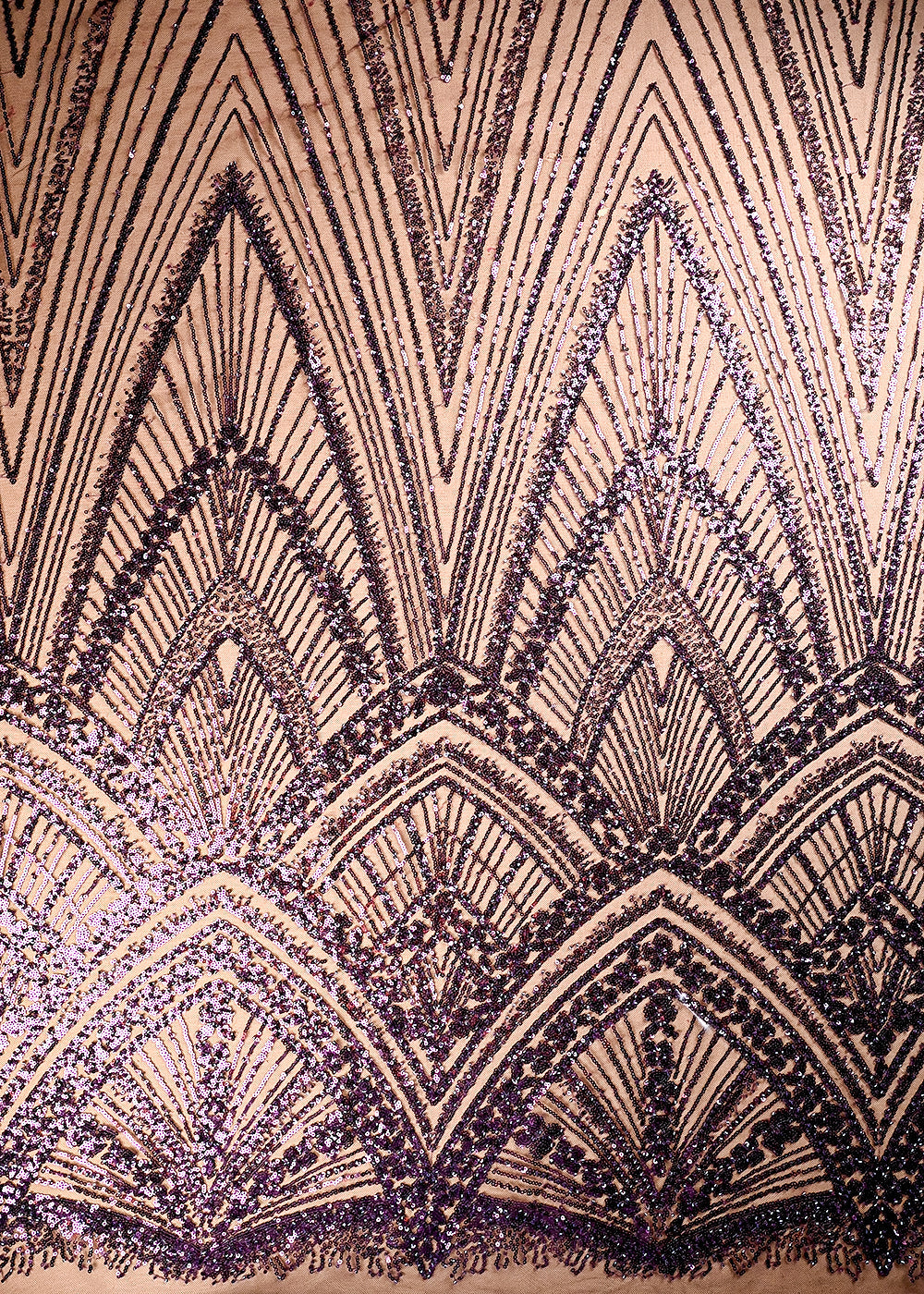 (Pre Cut 1.25 MTR) Wine Net Fabric With All Over Sequins And Katdana Work 26508