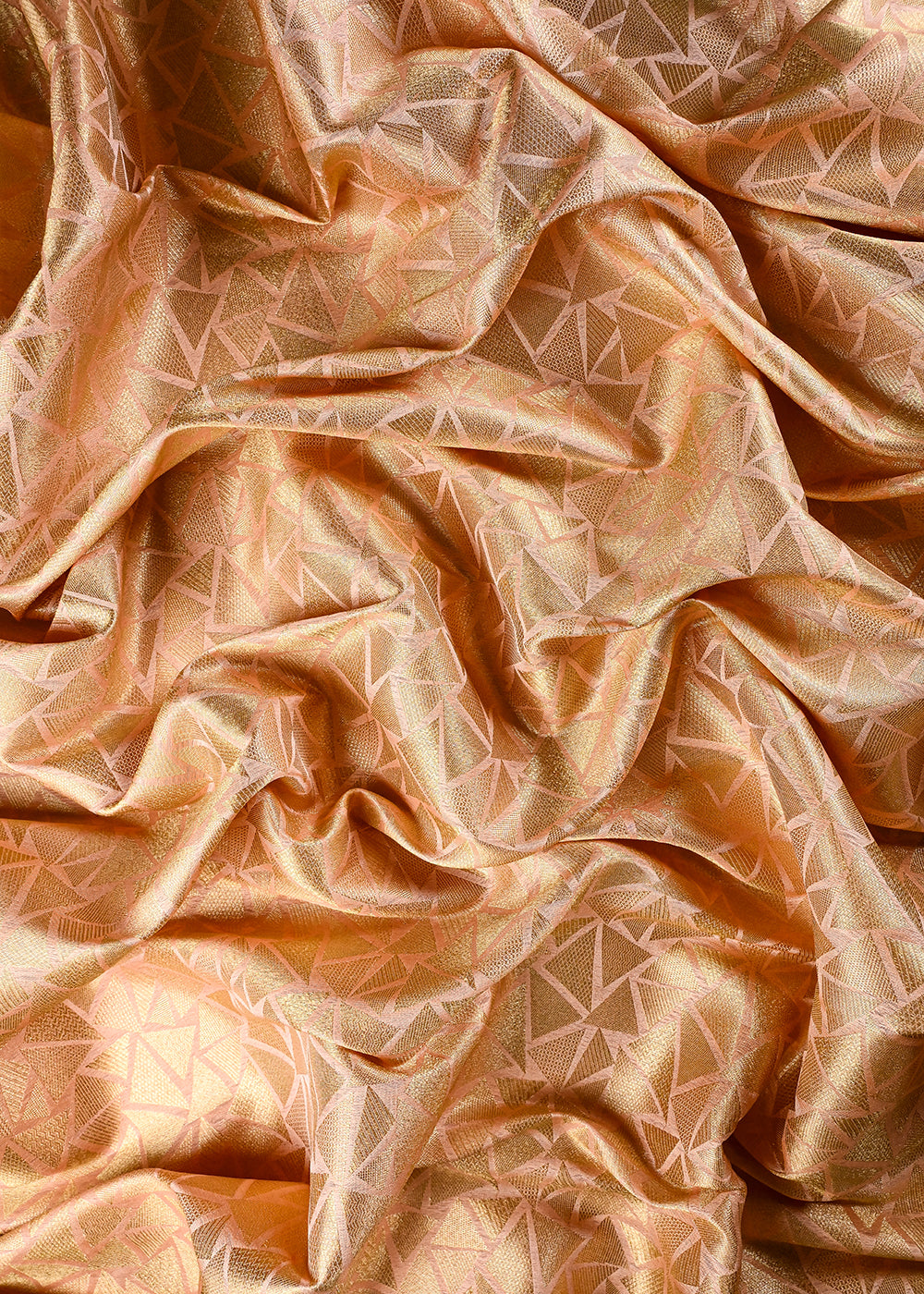 Peach Banarasi Brocade Fabric With All Over Zari Handloom 27026