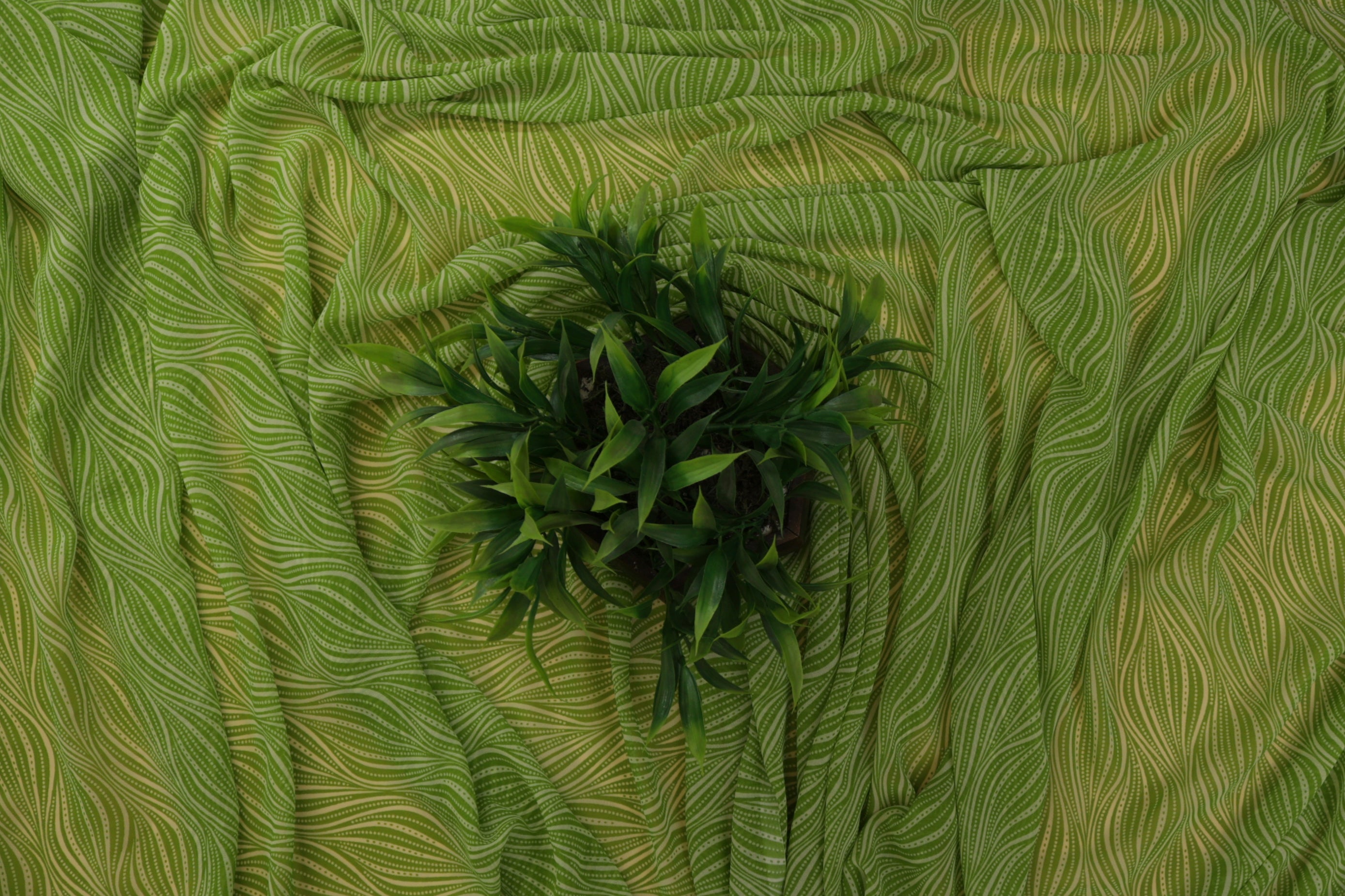 Green Abstract Digital Printed Georgette Fabric