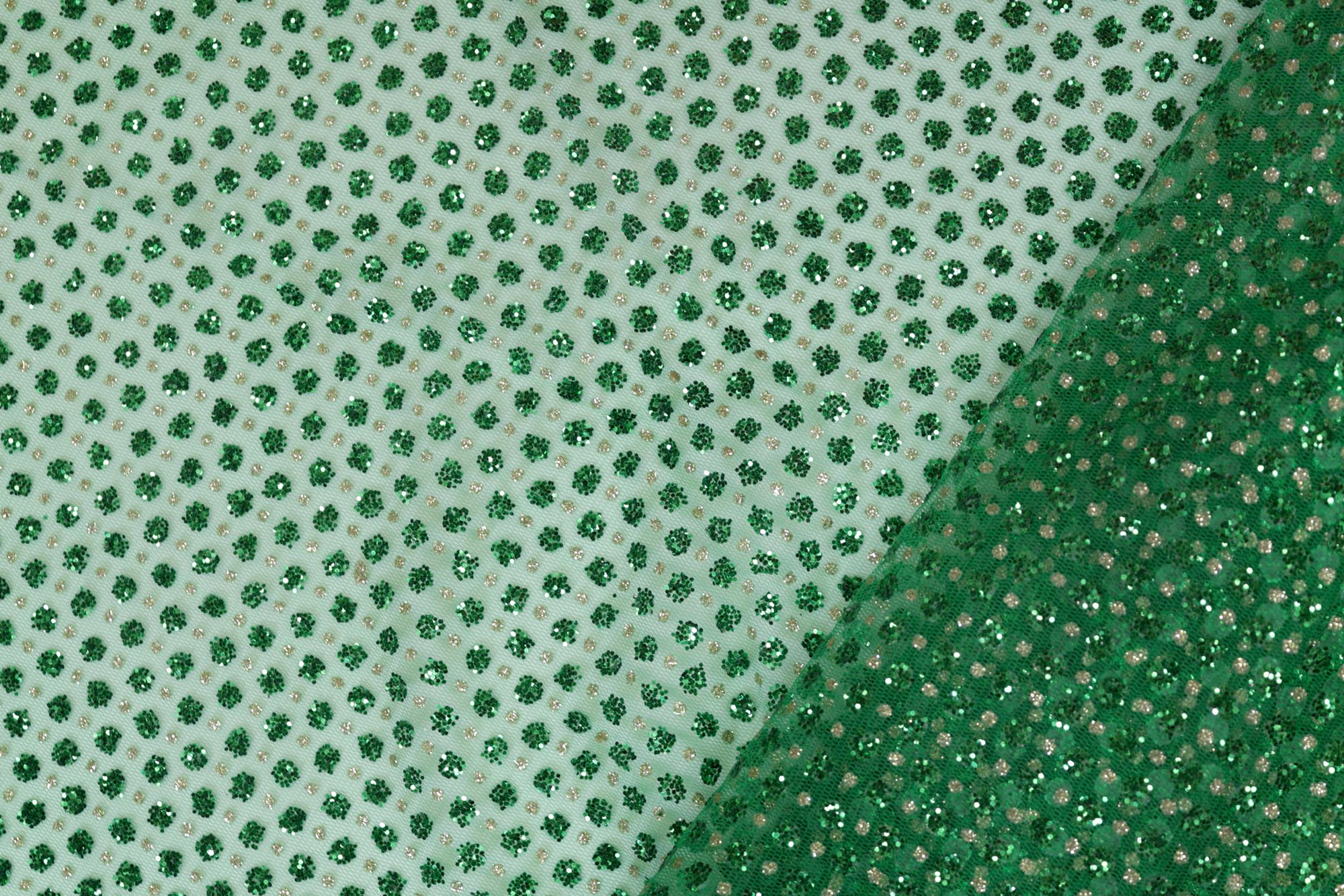 Green net with glitter overall creating abstract pattern