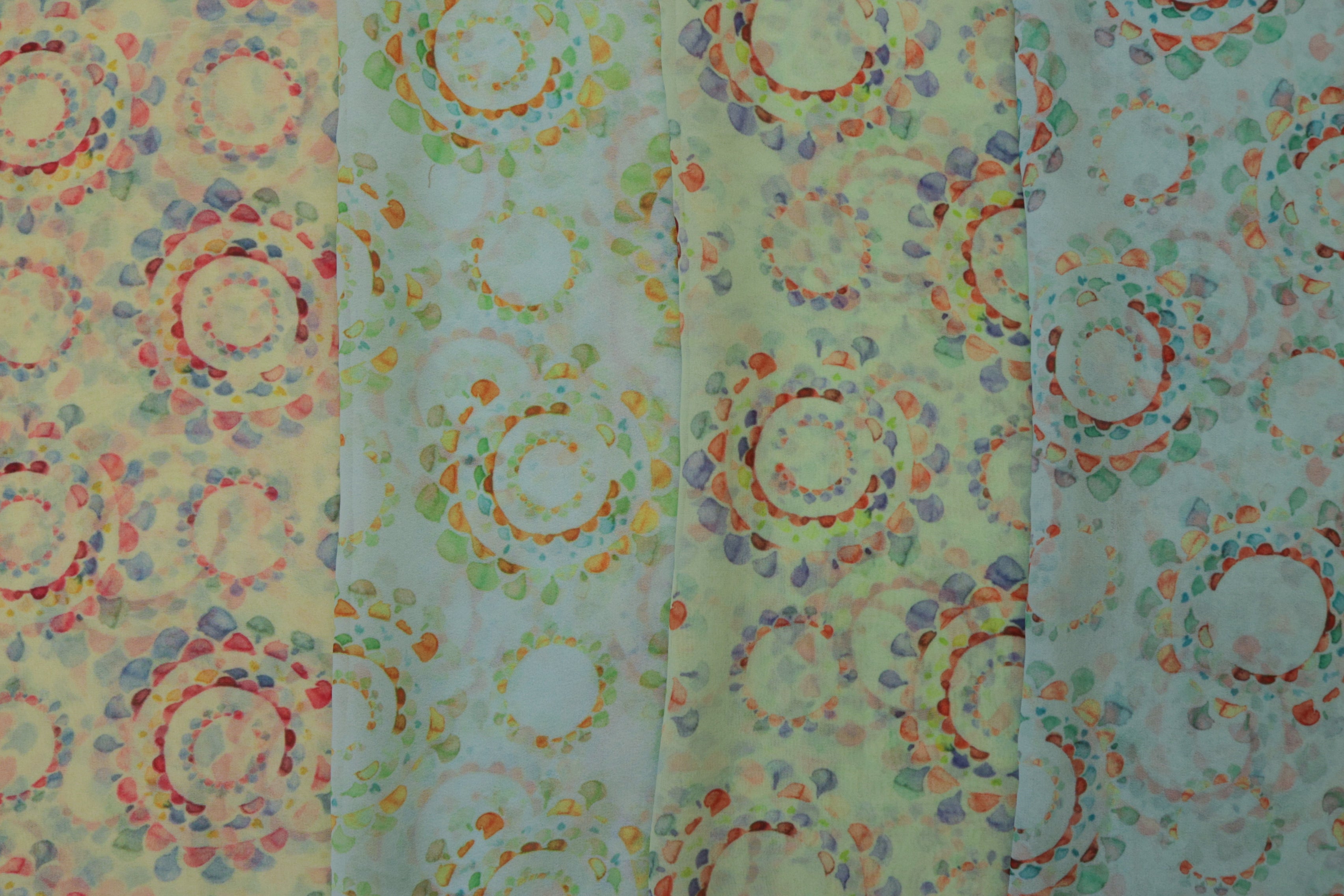 Pale Green Abstract Digital Printed Georgette Fabric