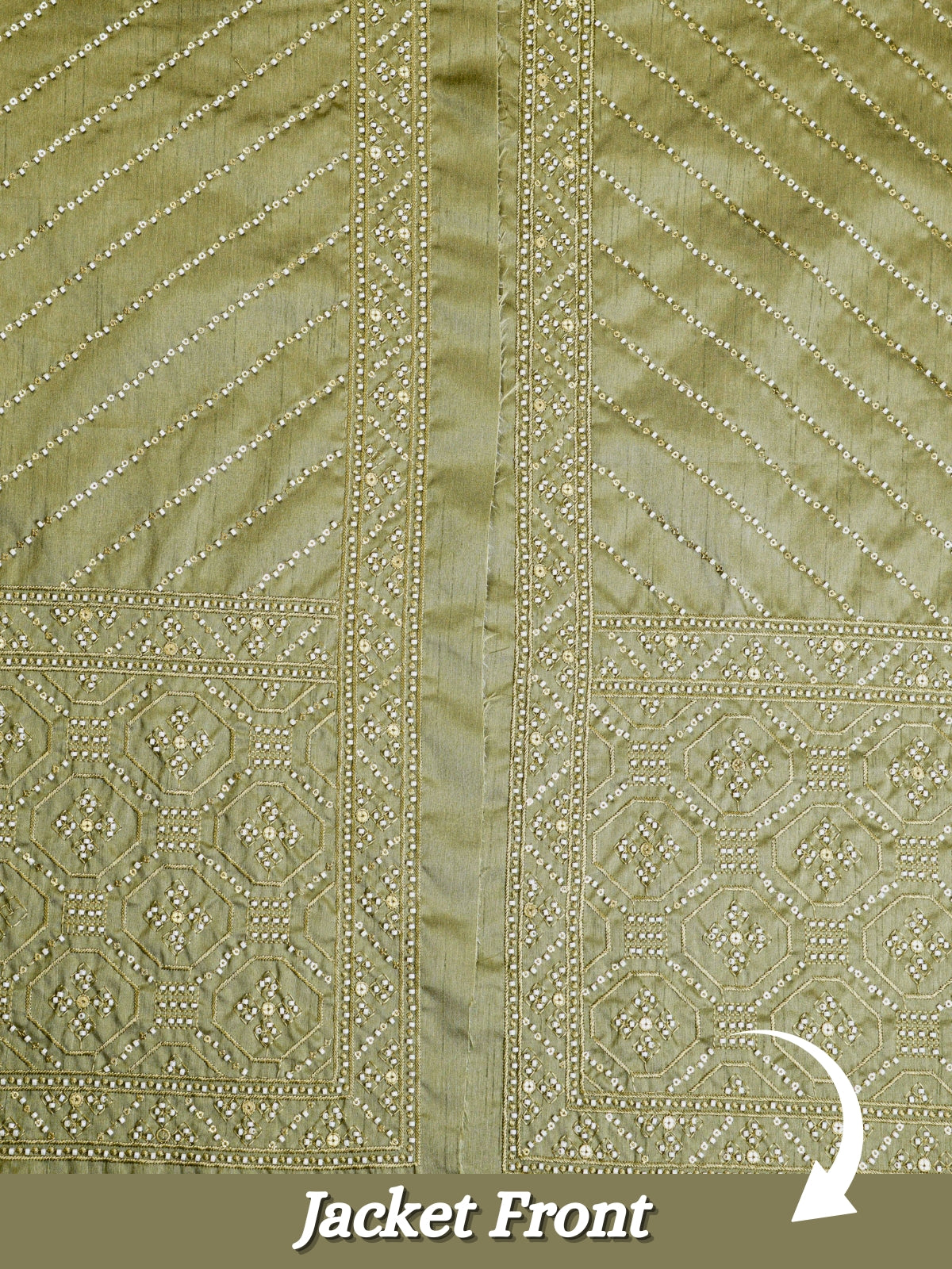 The Riwaayat – Unstitched Olive Green Nehru Jacket Fabric for Men 12116