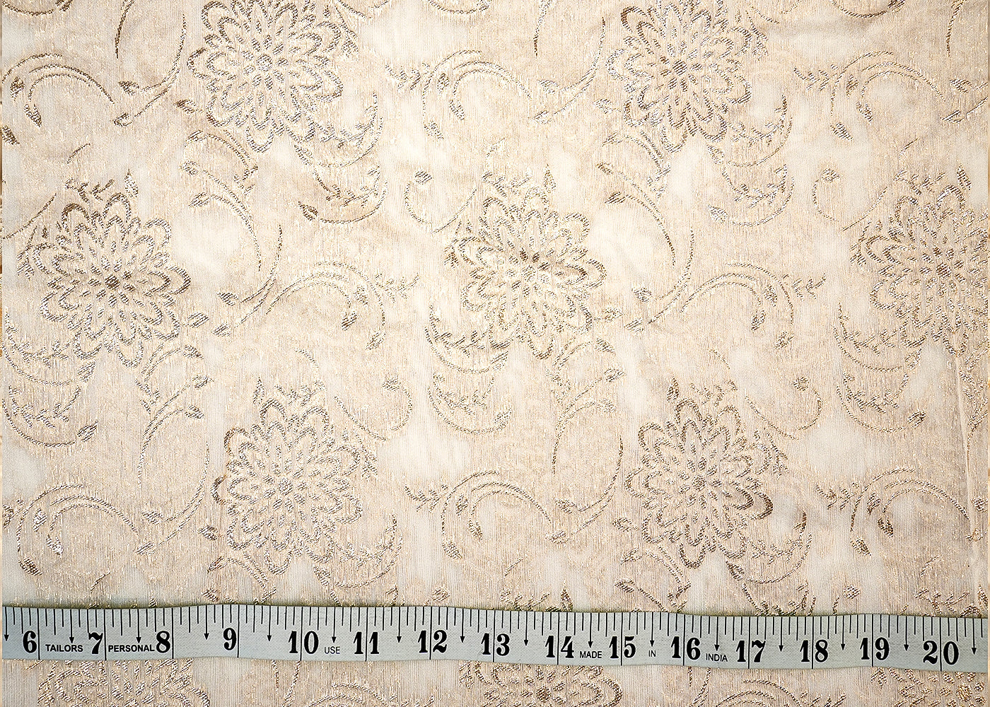 Golden Radiance Chanderi Fabric with All-Over Pattern of Golden Badla Zari Work