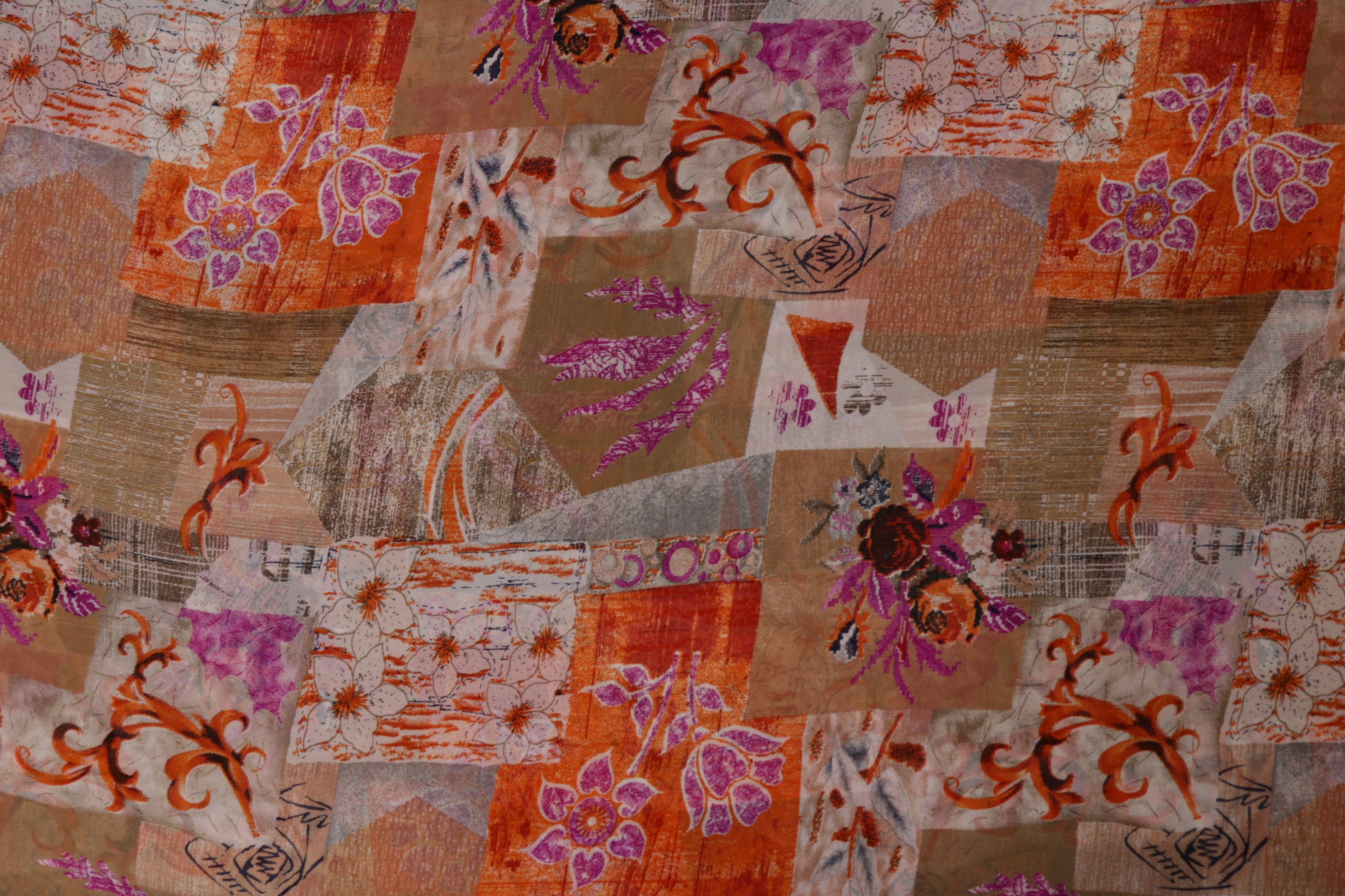 Multi Colour Abstract Digital Printed On Brown Georgette Fabric