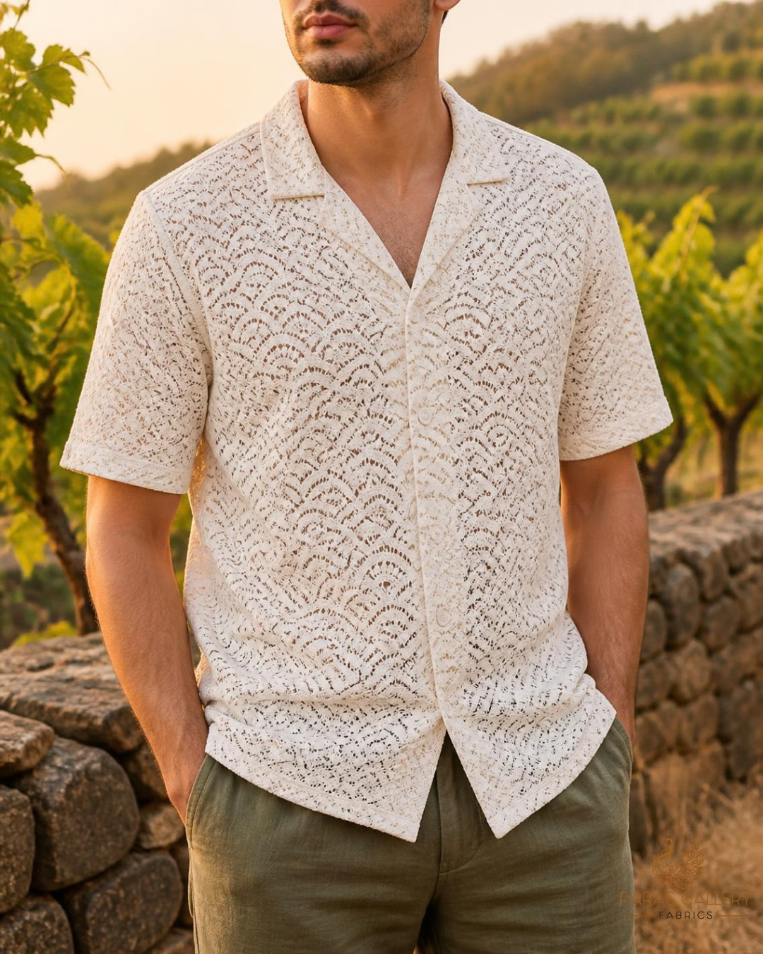Off White Crochet Fabric With Abstract Pattern Of Thread 20217