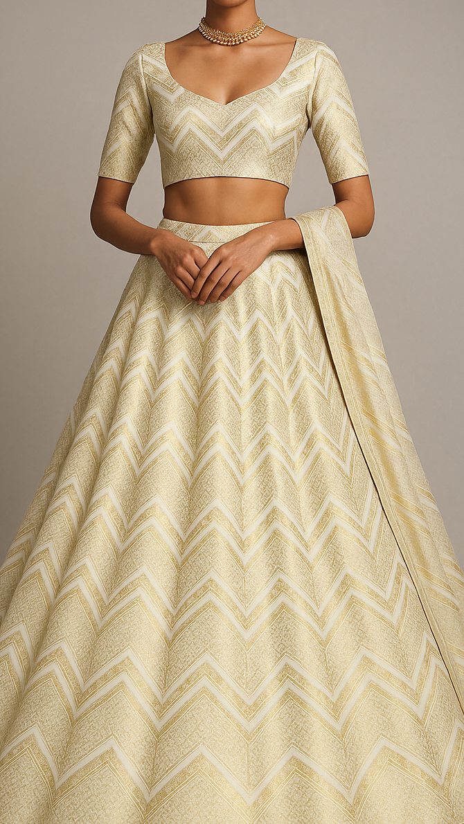 White Silk Fabric With Allover Zari Handloom 16218