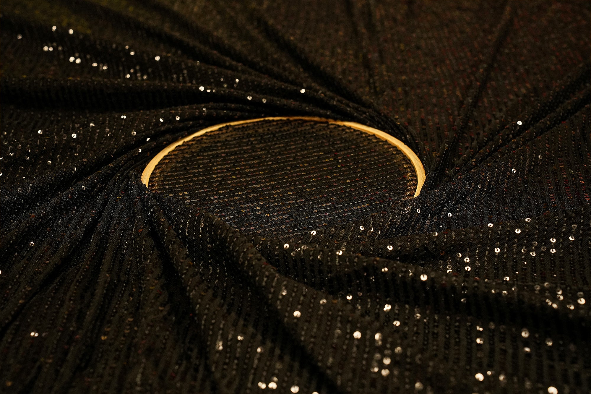 Black Shimmering Elegance Lycra Net with All-Over Sequins