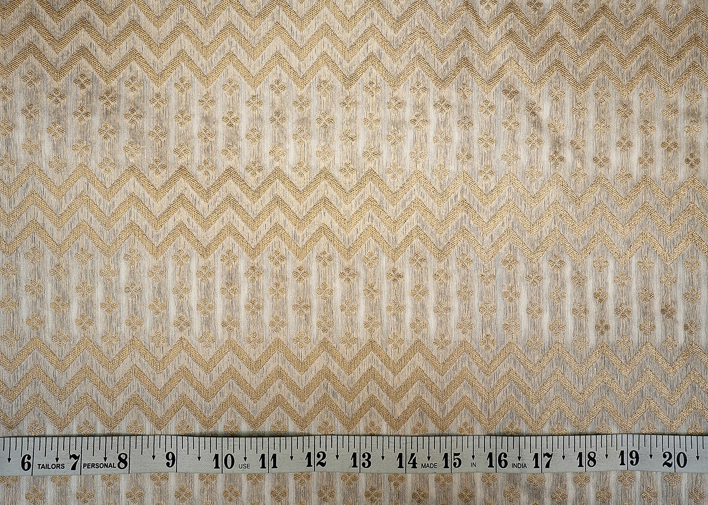 Zig-Zag Elegance Chanderi Fabric with Antique Zari Work