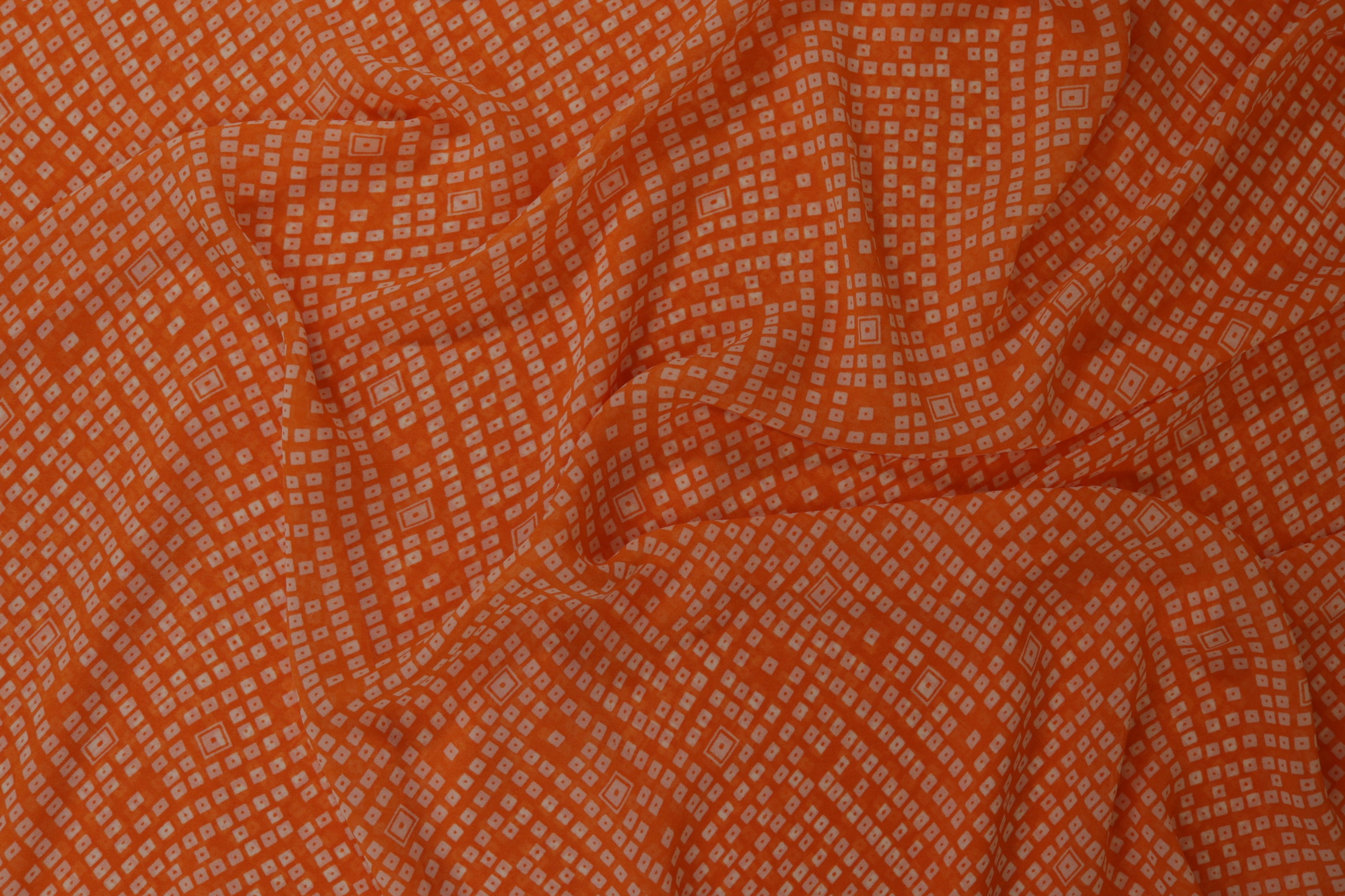 Orange Abstract Digital Printed Rayon Fabric