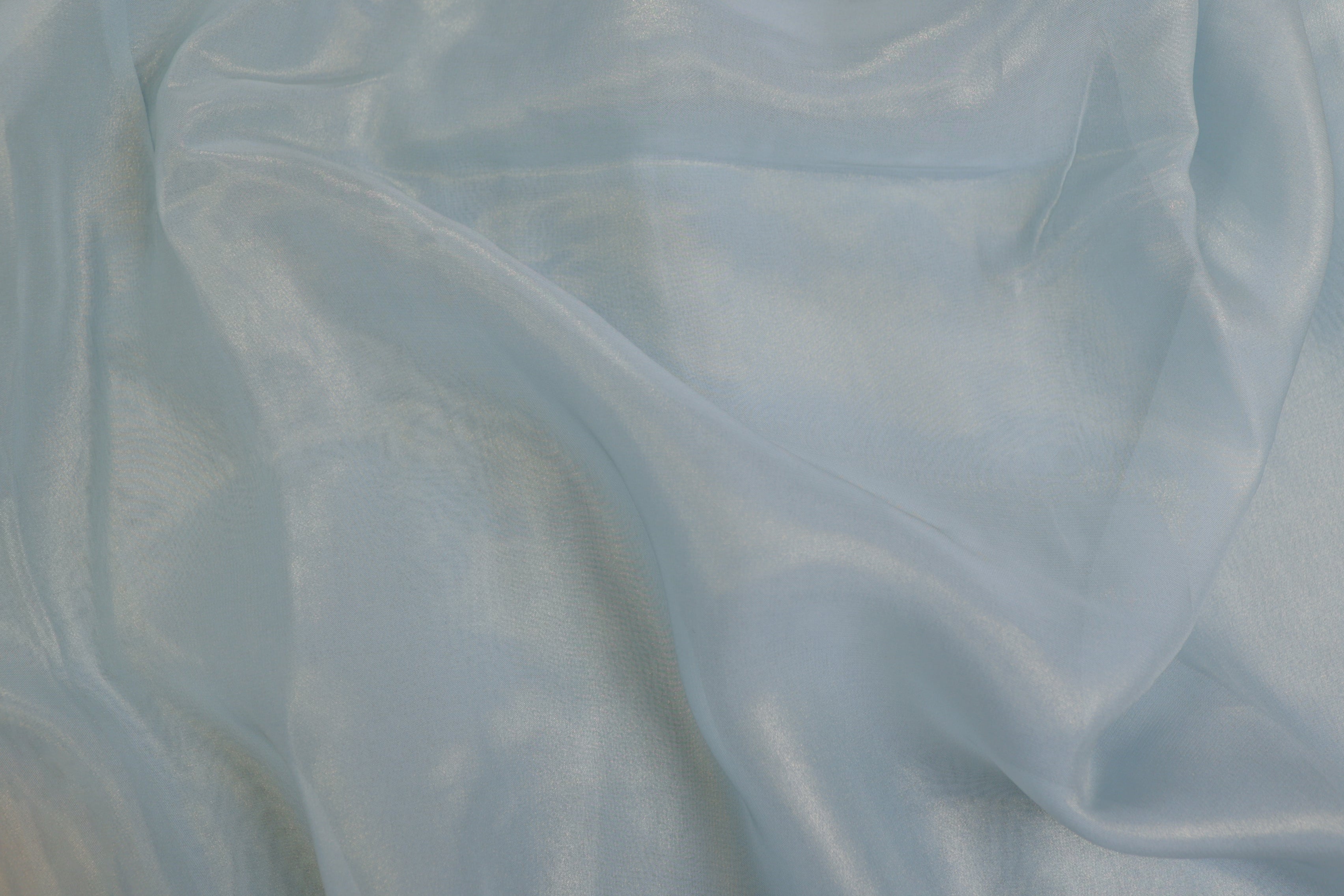 Powder blue coloured glass oraganza fabric