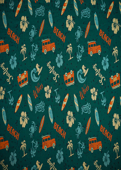 Teal Green Moss Crepe Fabric With All Over Abstract Print 7903