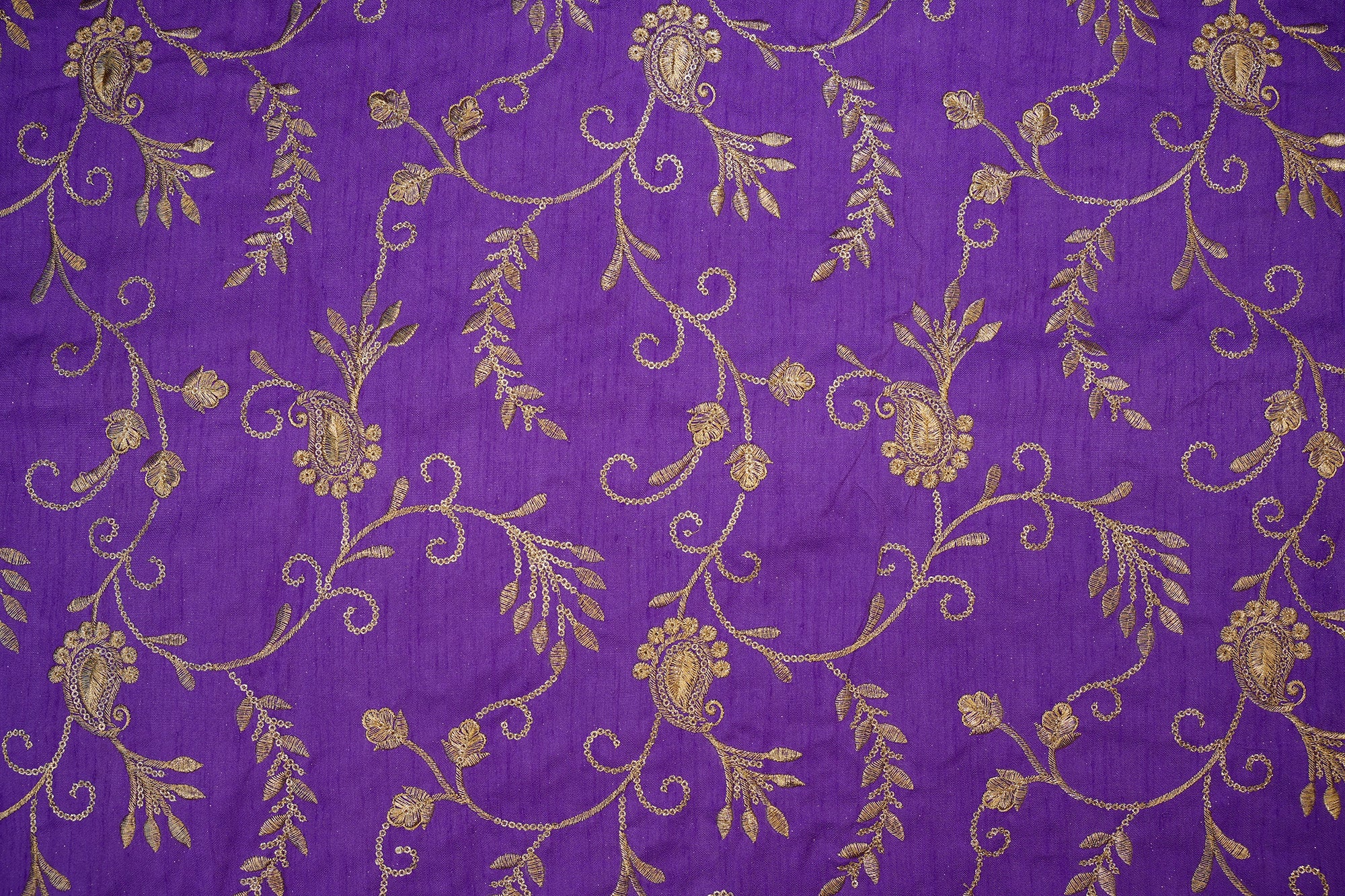 Purple Silk dupion with Zari & Sequins Floral Elegance