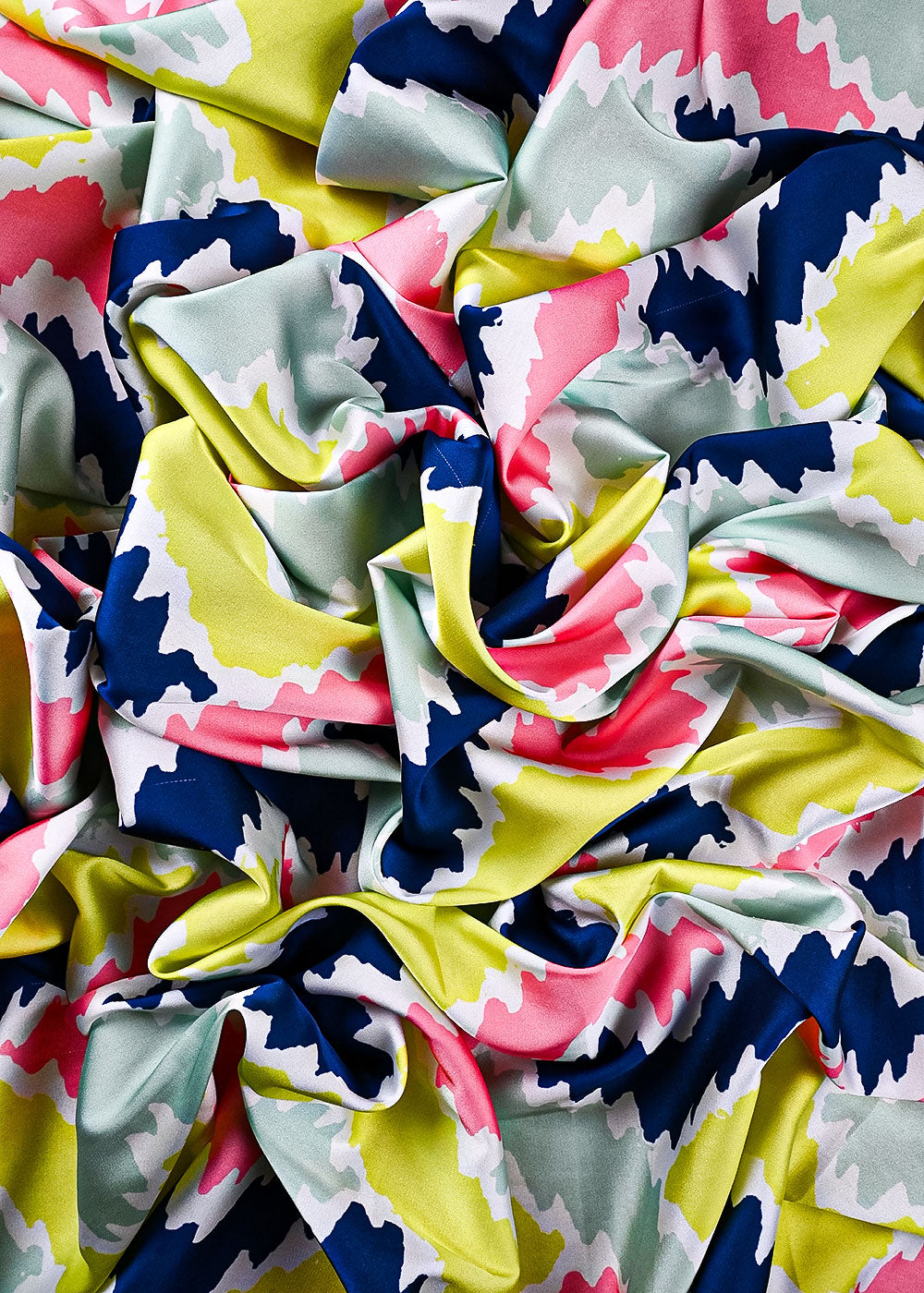 Multi Colour Armani Satin Fabric With All Over Abstarct Print 8121