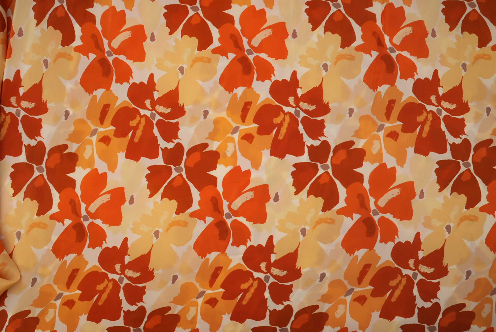 Shades Of Orange Floral Digital Printed Rayon Fabric