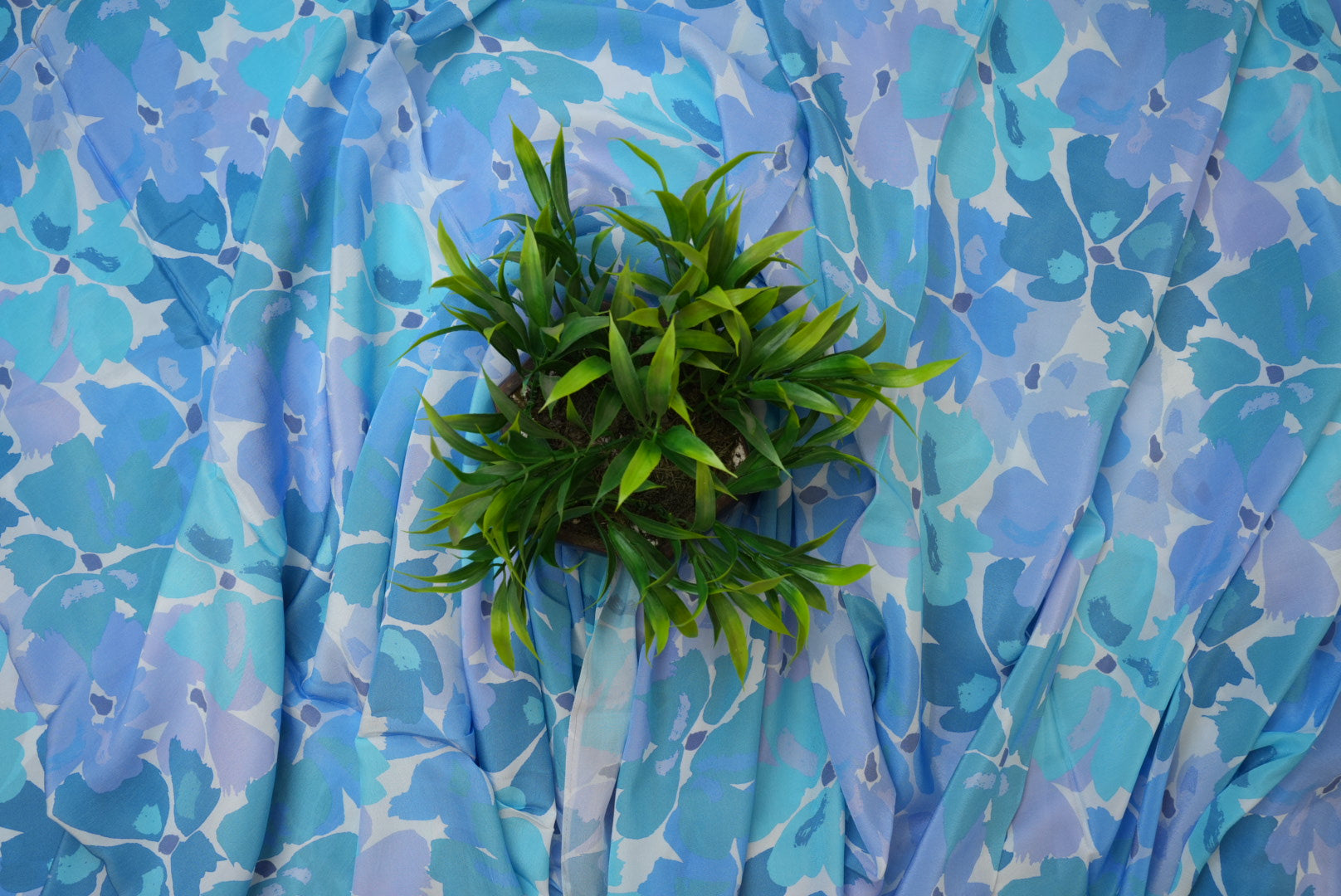 Shades Of Blue Floral Digital Printed Rayon Fabric