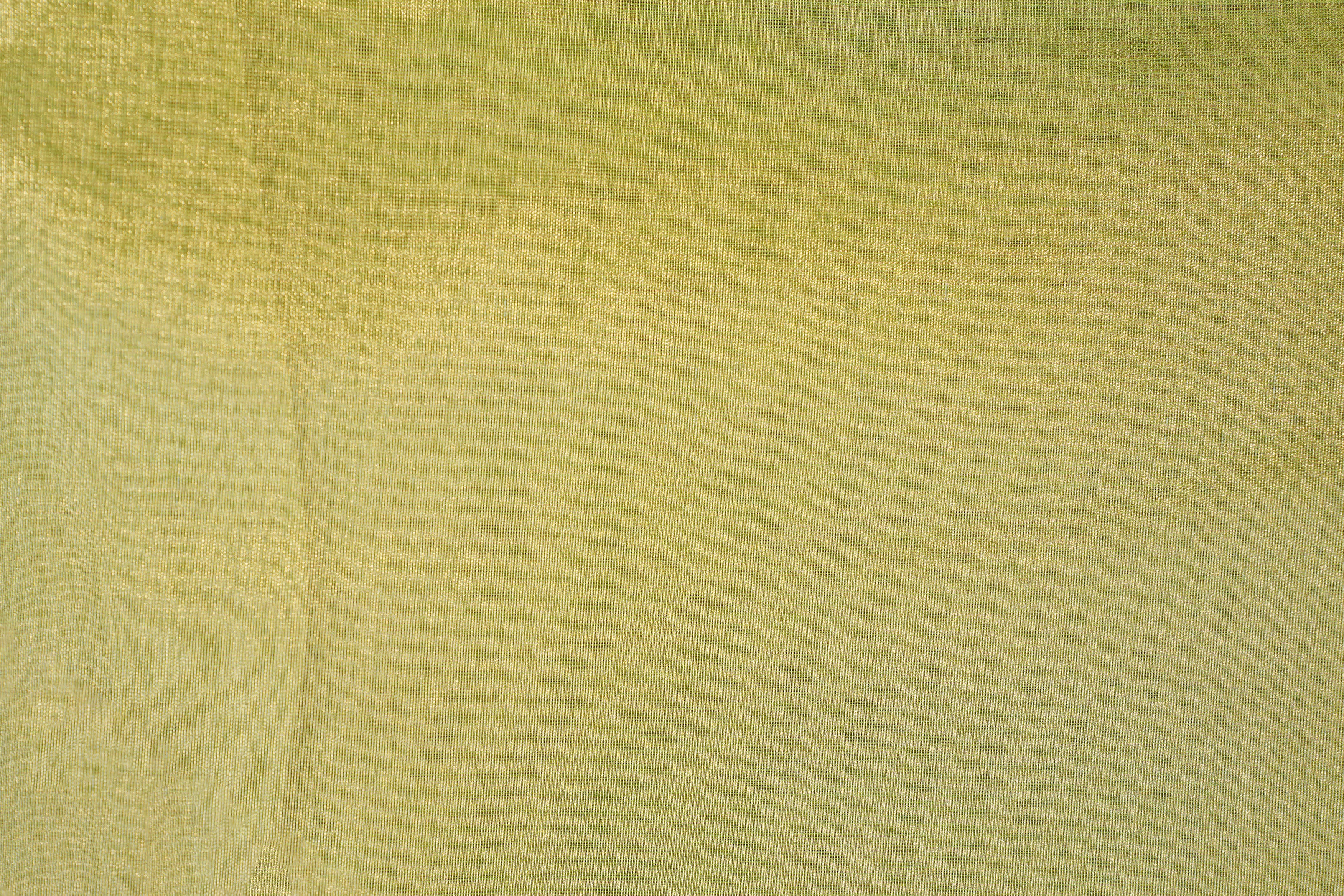 Light parrot green coloured tissue fabric with golden shimmer